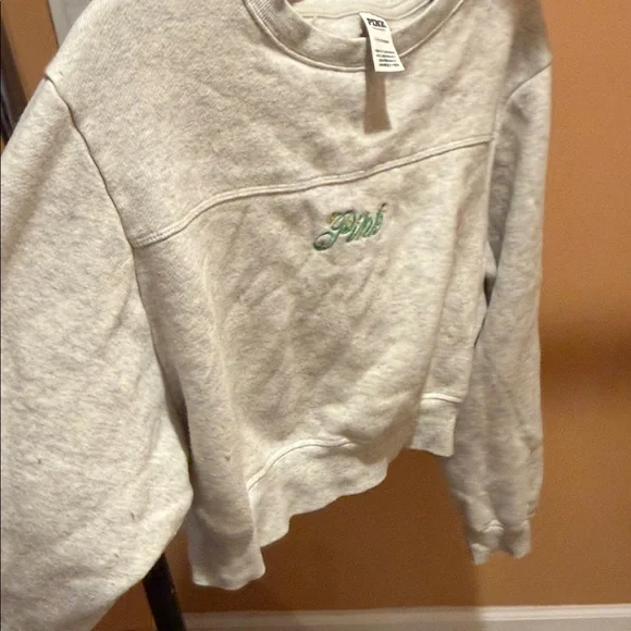 PINK Victoria's Secret Gray Cropped Sweatshirt - Picture 3 of 4